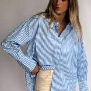 Oversized Pin Stripe Button Down